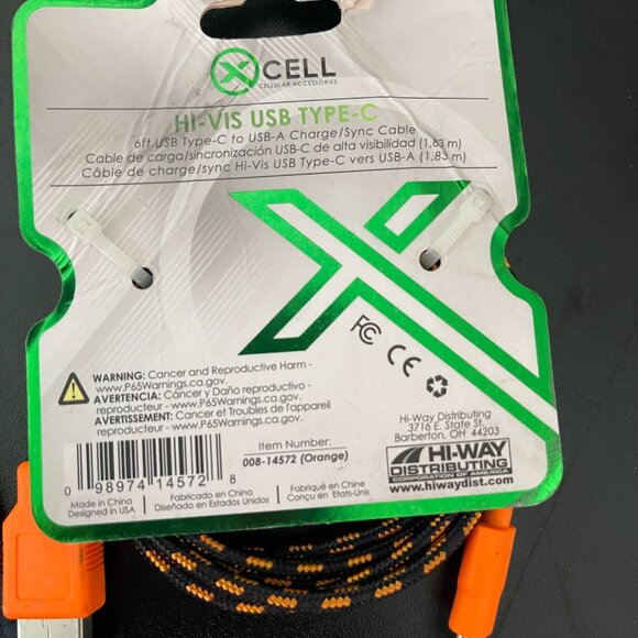 6FT USB Type-C to USB-A Charge & Sync Cable with Hi-Vis Prismatic Tips and Retro - Picture 2 of 3